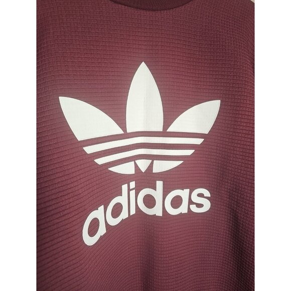 Adidas Womens Sweatshirt Size Large Maroon Logo Three Striped Pullover Logo - Picture 5 of 7